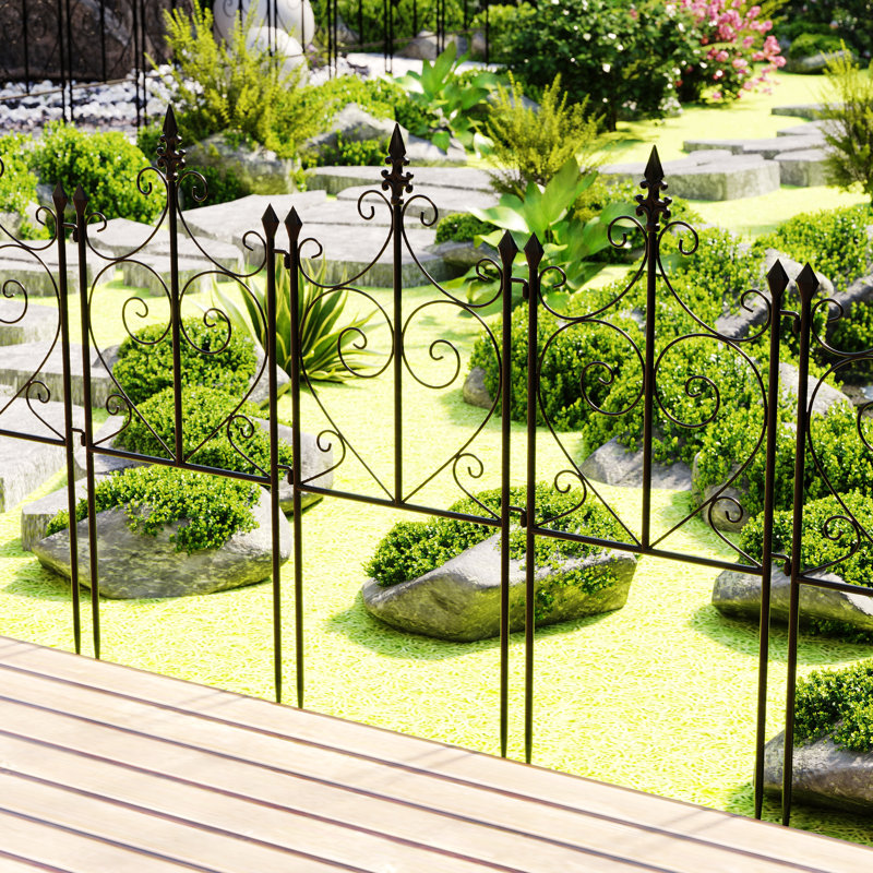 Metaoutdoors 31.9 H x 13.8 W Metal Garden Fence Set Of 10 Wayfair
